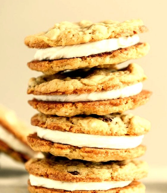 Black and White Chocolate Chip Oatmeal Sandwich Cookies