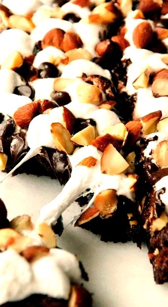 Marshmallow Brownies with Salted Almonds