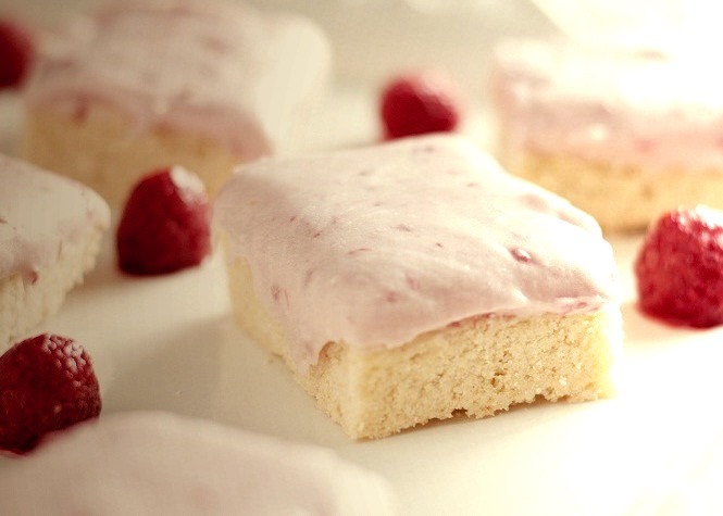 Sugar Cookie Squares with White Chocolate Raspberry Cheesecake Frosting