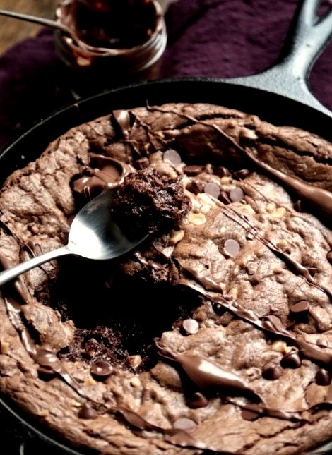 Double Chocolate Nutella Toffee Skillet Brownie Country Cleaver