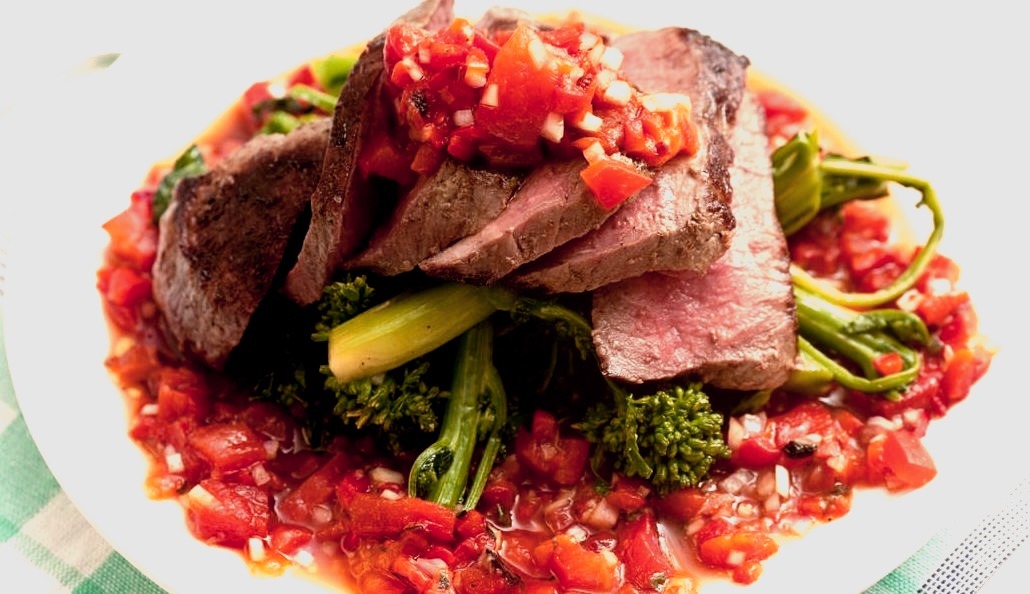 Steak with Salsa Rossa and Broccoli Rabe