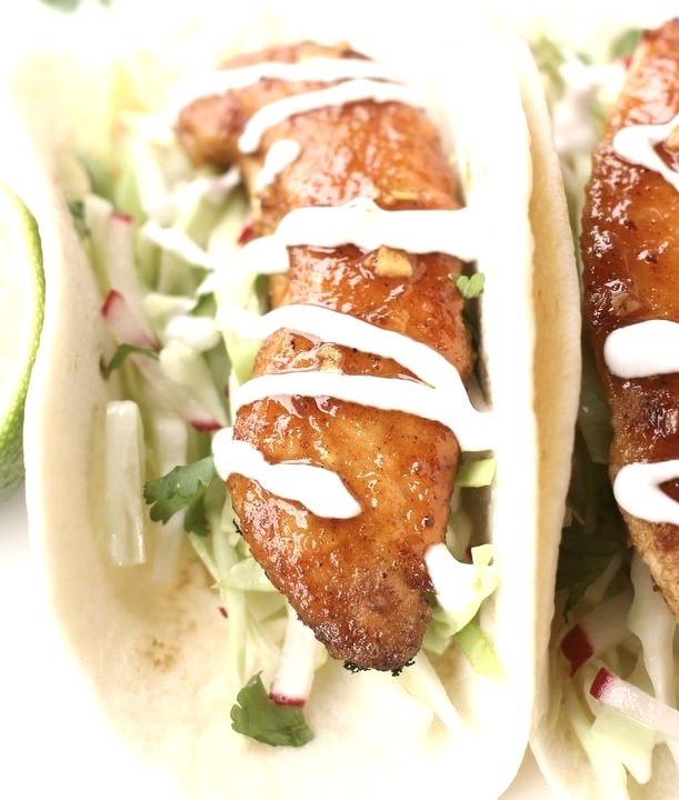 Honey Chipotle Chicken Tacos with Cilantro Lime Sauce